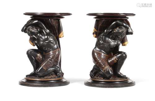 A PAIR OF ITALIAN EBONISED AND PARCEL GILT 'BLACKAMOOR&...