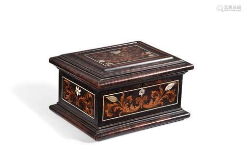 Y AN ITALIAN OLIVE WOOD, EBONISED AND MARQUETRY BOX, FLORENC...