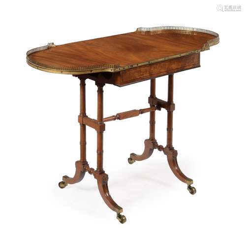 Y A REGENCY MAHOGANY AND BRASS MOUNTED SOFA GAMES TABLE, CIR...