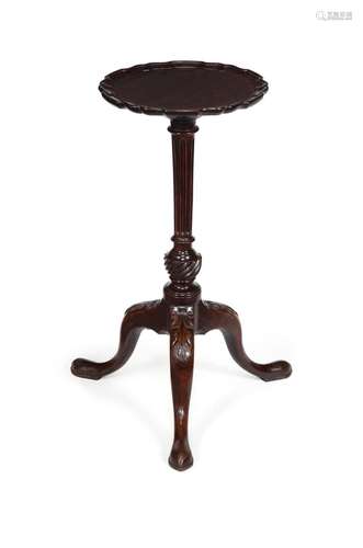 AN UNUSUAL GEORGE II EXOTIC HARDWOOD CANDLE STAND, CIRCA 175...