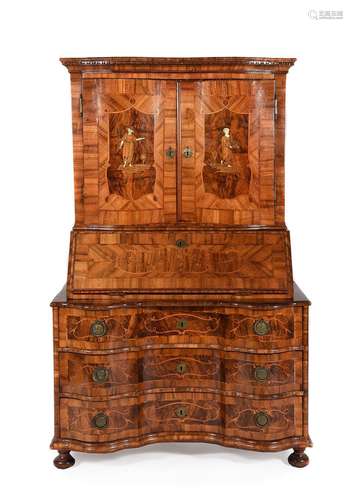 Y AN ITALIAN WALNUT, OLIVEWOOD, CROSSBANDED AND MARQUETRY BU...