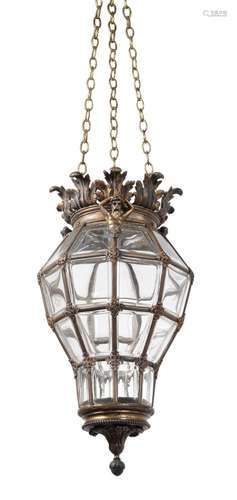 A GILT BRONZE 'VERSAILLES' STYLE HANGING LANTERN, ...