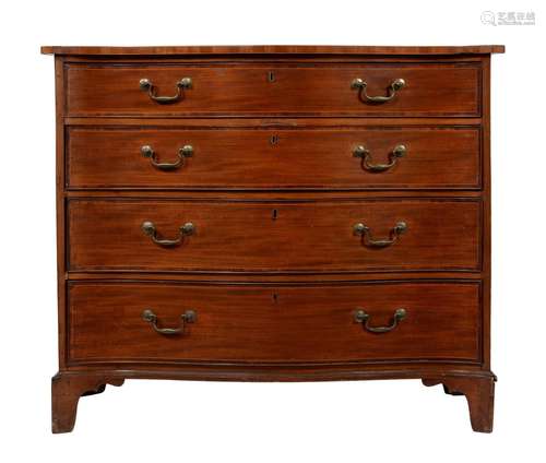 A GEORGE III MAHOGANY AND LINE INALID SEPENTINE CHEST OF DRA...