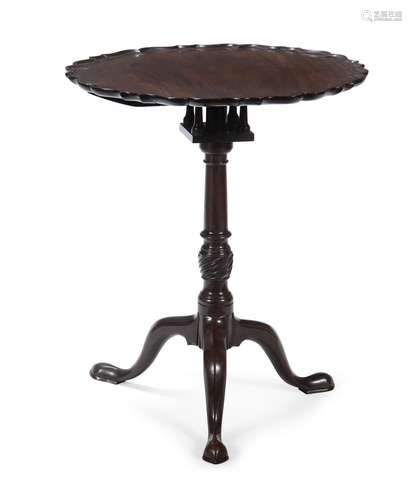 AN EARLY GEORGE III MAHOGANY 'BIRDCAGE' TRIPOD TAB...