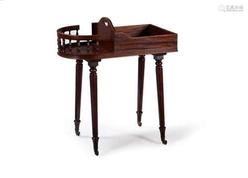 A REGENCY MAHOGANY PLATE AND CUTLERY STAND, ATTRIBUTED TO GI...