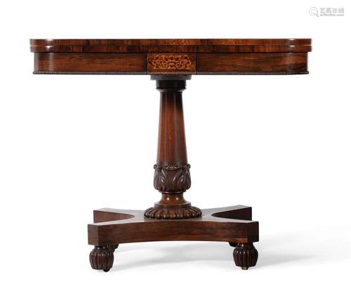 Y A WILLIAM IV ROSEWOOD AND FLORAL MARQUETRY CARD TABLE, IN ...