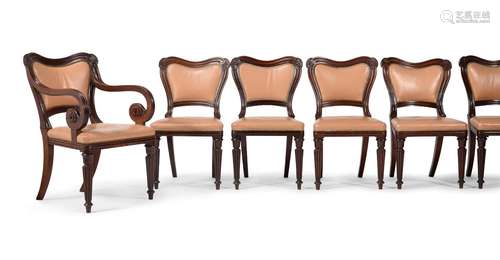 A SET OF TEN GEORGE IV MAHOGANY DINING CHAIRS, IN THE MANNER...