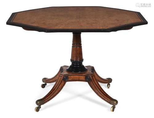 Y A REGENCY BURR OAK AND EBONY CENTRE TABLE, ATTRIBUTED TO G...