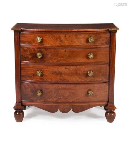 A GEORGE IV MAHOGANY CHEST OF DRAWERS, CHANNEL ISLANDS, CIRC...