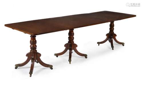 A GEORGE IV MAHOGANY TRIPLE PEDESTAL DINING TABLE, CIRCA 182...