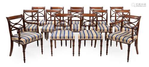 A SET OF FOURTEEN GEORGE IV MAHOGANY DINING CHAIRS, IN THE M...