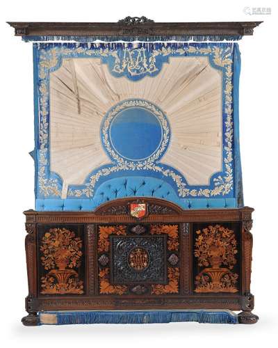 Y A VICTORIAN CARVED WALNUT, ROSEWOOD AND MARQUETRY HALF TES...