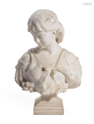 HIPPOLYTE FRANCOIS MOREAU (FRENCH, 1832-1927) A WHITE MARBLE...