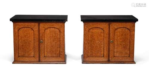 A PAIR OF VICTORIAN POLLARD OAK TABLE TOP CABINETS, MID 19TH...