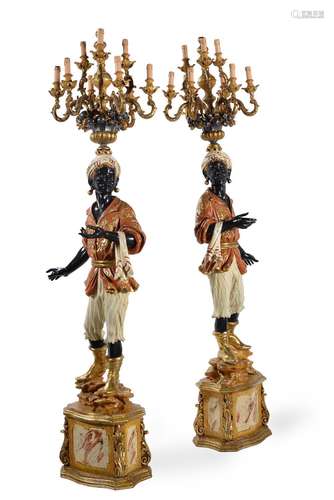 A PAIR OF GILTWOOD, COMPOSITION AND POLYCHROME PAINTED '...