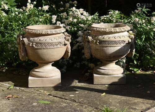 A PAIR OF TERRACOTTA URNS IN THE MANNER OF PULHAM, LATE 19TH...