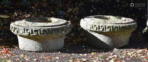 A PAIR OF CARVED BATH STONE PLANTERS, SECOND QUARTER 18TH CE...