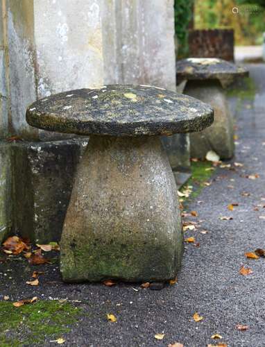 A PAIR OF HAMSTONE (SOMERSET) STADDLE STONES, 18TH CENTURY