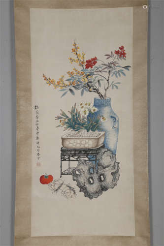An Antique Painting on Paper by Mei Lanfang.