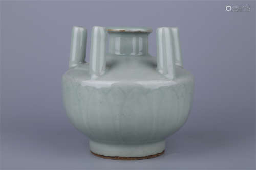 A Five-Spout Porcelain Bottle, Longquan Kiln.