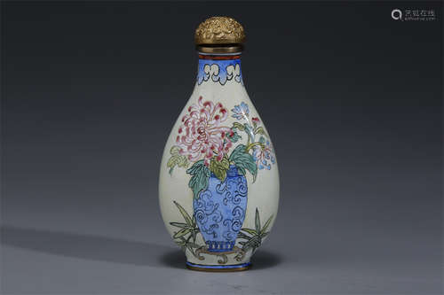 An Enameled Copper Snuff Bottle.