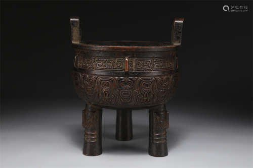 A Tripod Caldron Shaped Copper Censer.