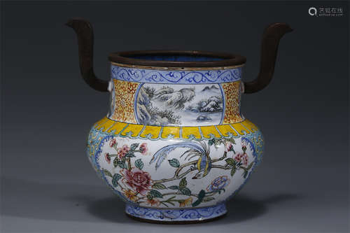 An Enameled Copper Censer.