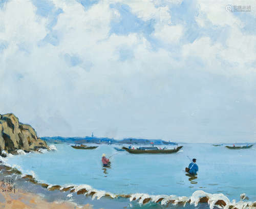 高潮 2008 海边 布面油画