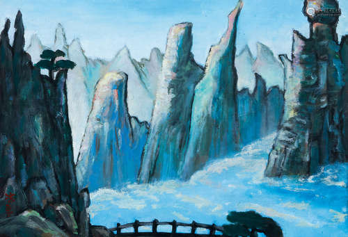 凃克 风景 布面油画