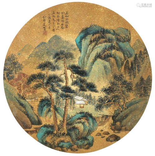 徐邦达 (1911-2012)  丁酉年 山水 镜框 圆光 设色纸本 
