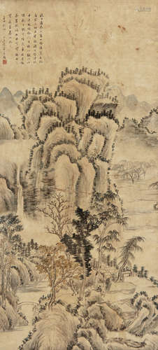 胡义赞（1831-?） 辛丑（1901年）作 秋林山水 立轴 设色纸本