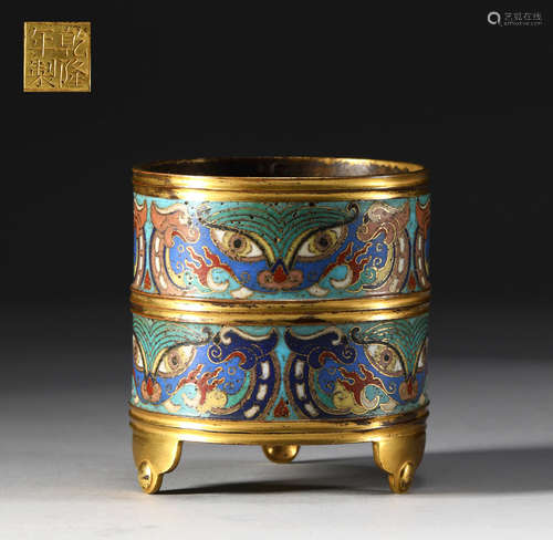 Qing Dynasty - Cloisonne Three-legged Beast Stove