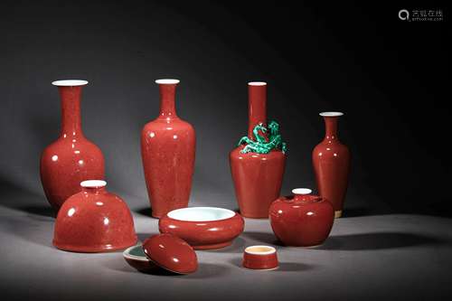 Qing Dynasty - Kang xi - Eight Red Glazed Great Utensils