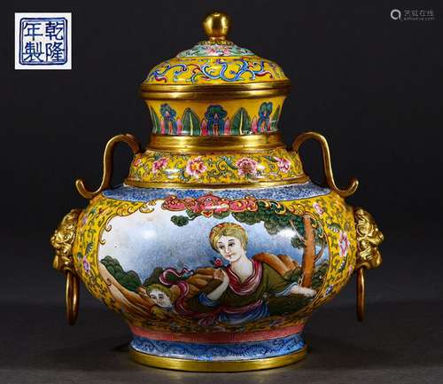 A QING DYNASTY QIANLONG BRONZE BODY Enamel TEACHING CHILD PO...