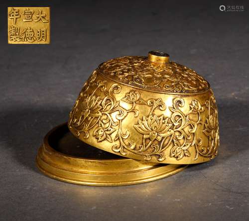 A QING DYNASTY BRONZE GILT INCENSE BURNER