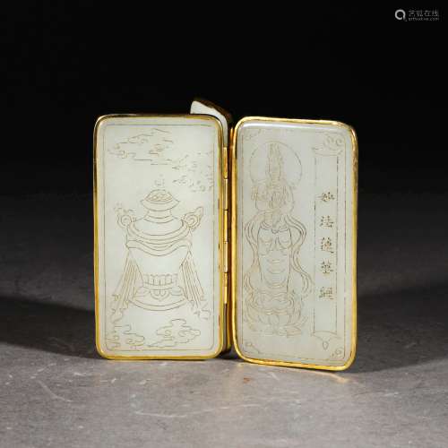 A QING DYNASTY HETIAN WHITE JADE BUDDHIST SCRIPTURE
