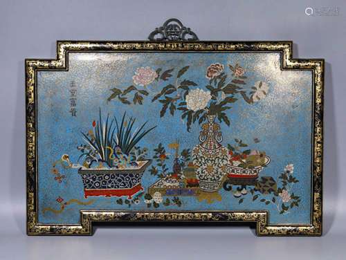 A QING DYNASTY CLOISONNE HANGING SCREEN