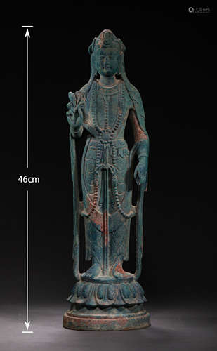 A TANG DYNASTY BRONZE  BUDDHA STATUE