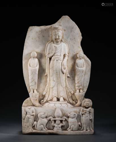 A NORTHERN WEI DYNASTY WHITE MARBLE GUANYIN BUDDHA STATUE