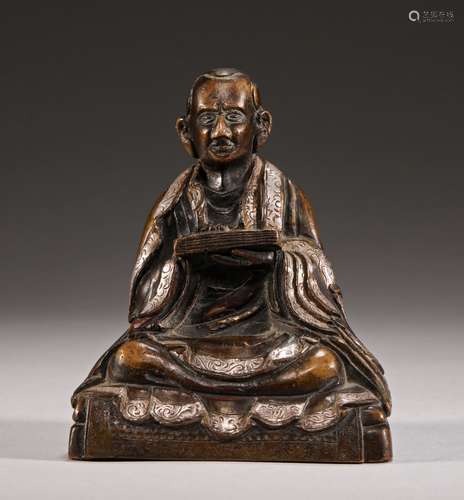 A MING DYNASTY Bronze gilt SILVER MASTER STATUE