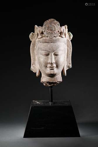 A NORTHERN WEI BLUESTONE BUDDHA'S HEAD