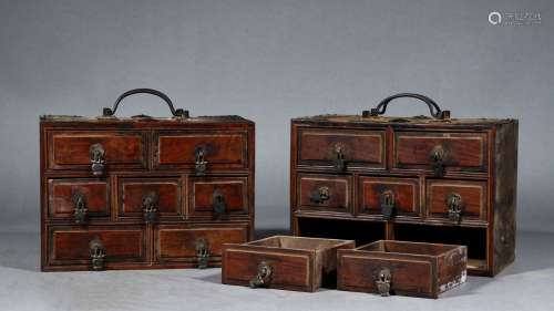 A set of MING DYNASTY HUANGHUALI treasure CABINETS