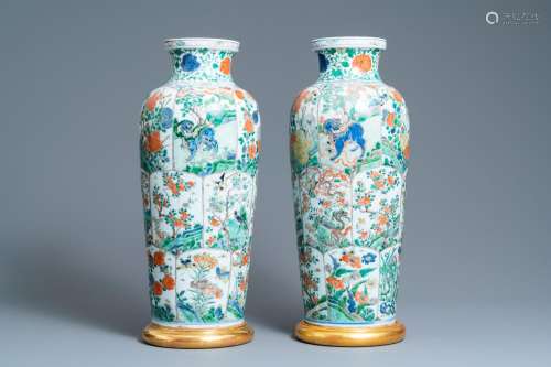 A PAIR OF CHINESE FAMILLE VERTE 'MYTHICAL ANIMALS'...