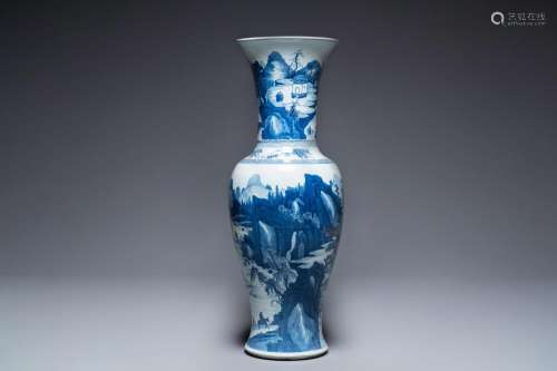 A LARGE CHINESE BLUE AND WHITE 'YENYEN' VASE WITH ...