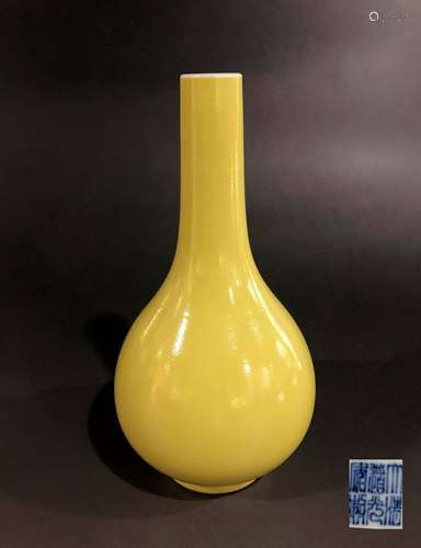 A QING DYNASTY Chicken butter yellow bottle