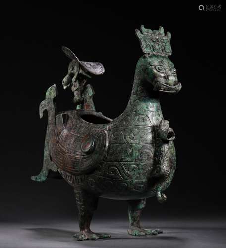 A WARRING STATES PERIOD BRONZE BIRD ZUN