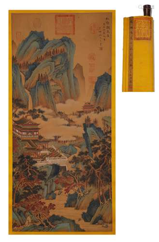 A YUAN DYNASTY YAO TINGMEI - SILK PAINTING PINES VIEW SPRING...