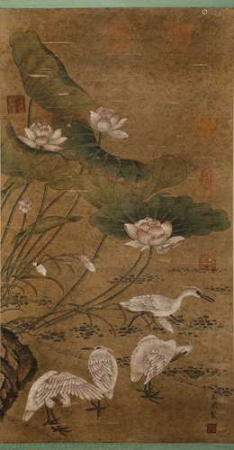 A SONG DYNASTY YU YUAN - SILK PAINTING YI LU LIAN KE