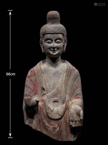 A NORTHERN WEI DYNASTY QING ZHOU BUDDHA STATUE