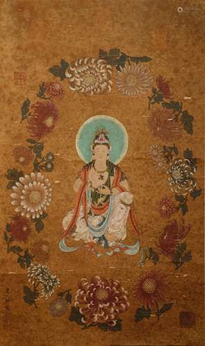 A THREE KINGDOMS PERIOD CAO BUXING - SILK PAINTING KWAN-YIN